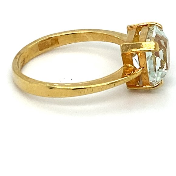 Aquamarine 3.01ct Solid 22K Yellow Gold Ring - Picture 4 of 7